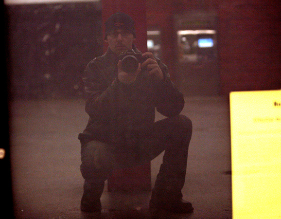 Self portrait on NYC subway platform.